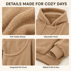 Boneroshop Pet Carrier Sherpa Hoodie for Small Dogs & Cats – Cosy Front Pouch Sweatshirt for Walks, Errands & Home Cuddl