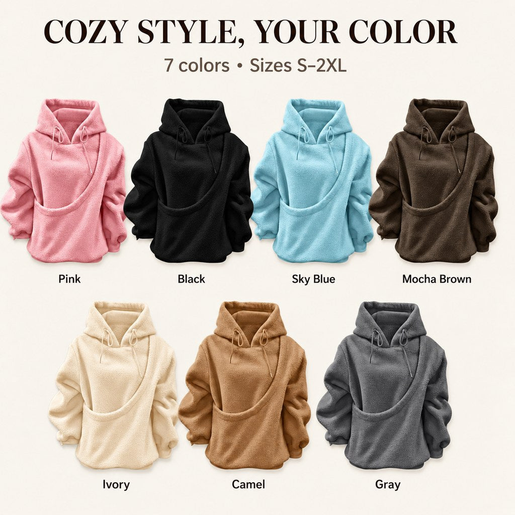 Boneroshop Pet Carrier Sherpa Hoodie for Small Dogs & Cats – Cosy Front Pouch Sweatshirt for Walks, Errands & Home Cuddl