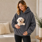 Boneroshop Pet Carrier Sherpa Hoodie for Small Dogs & Cats – Cosy Front Pouch Sweatshirt for Walks, Errands & Home Cuddl