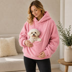 Boneroshop Pet Carrier Sherpa Hoodie for Small Dogs & Cats – Cosy Front Pouch Sweatshirt for Walks, Errands & Home Cuddl
