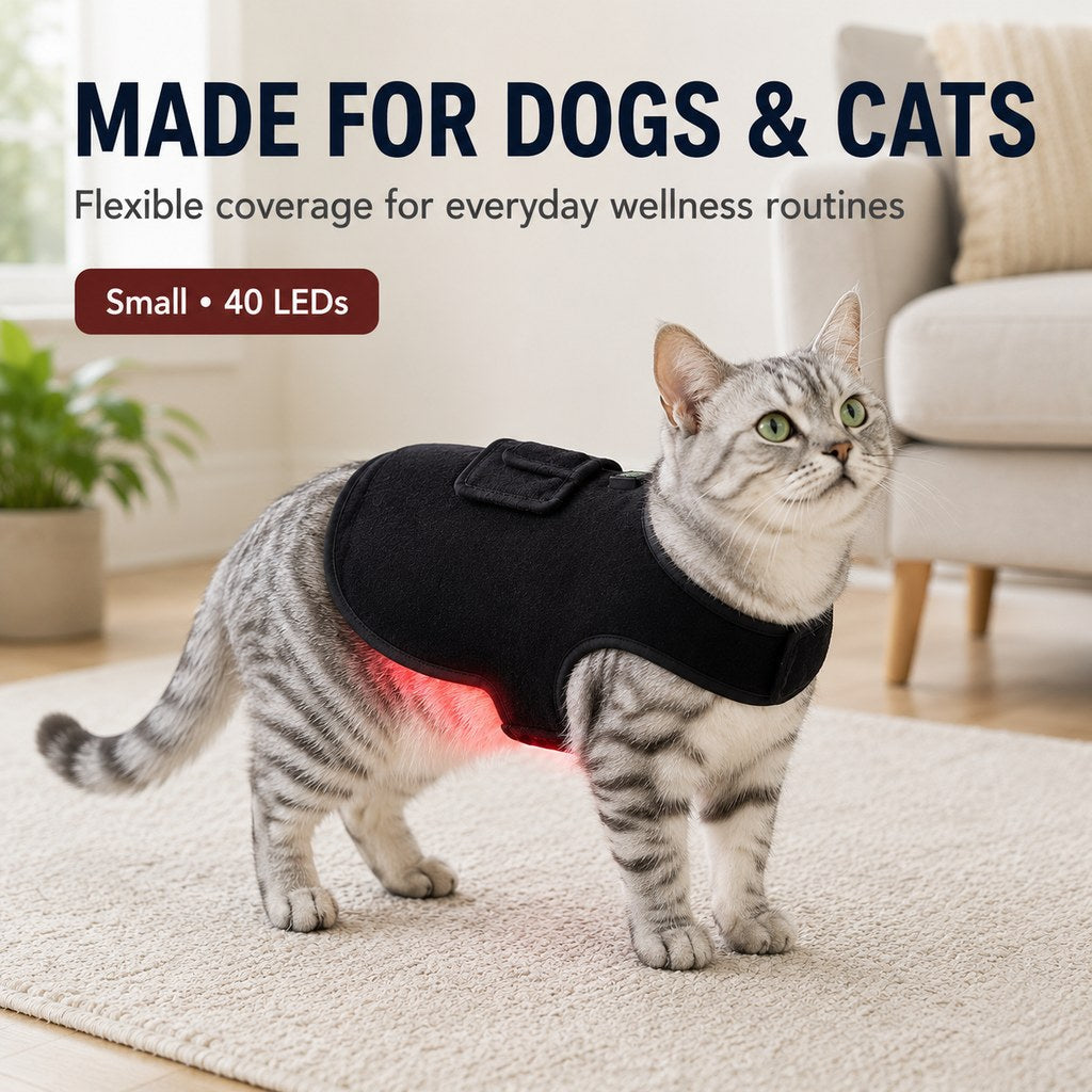 Boneroshop Pet Red Light Therapy Vest for Dogs & Cats – 660nm + 850nm Near-Infrared for Back, Hip, Joint & Muscle Comfor
