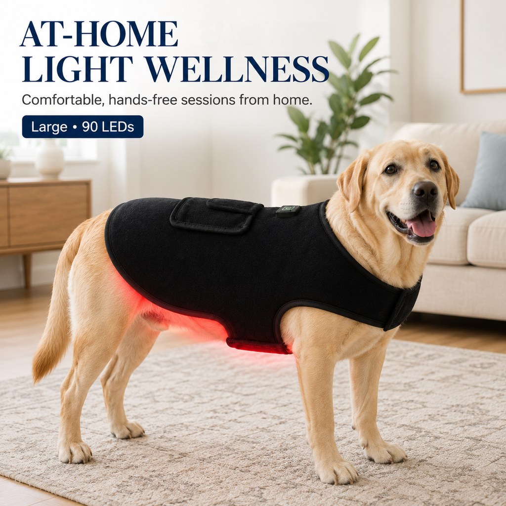 Boneroshop Pet Red Light Therapy Vest for Dogs & Cats – 660nm + 850nm Near-Infrared for Back, Hip, Joint & Muscle Comfor