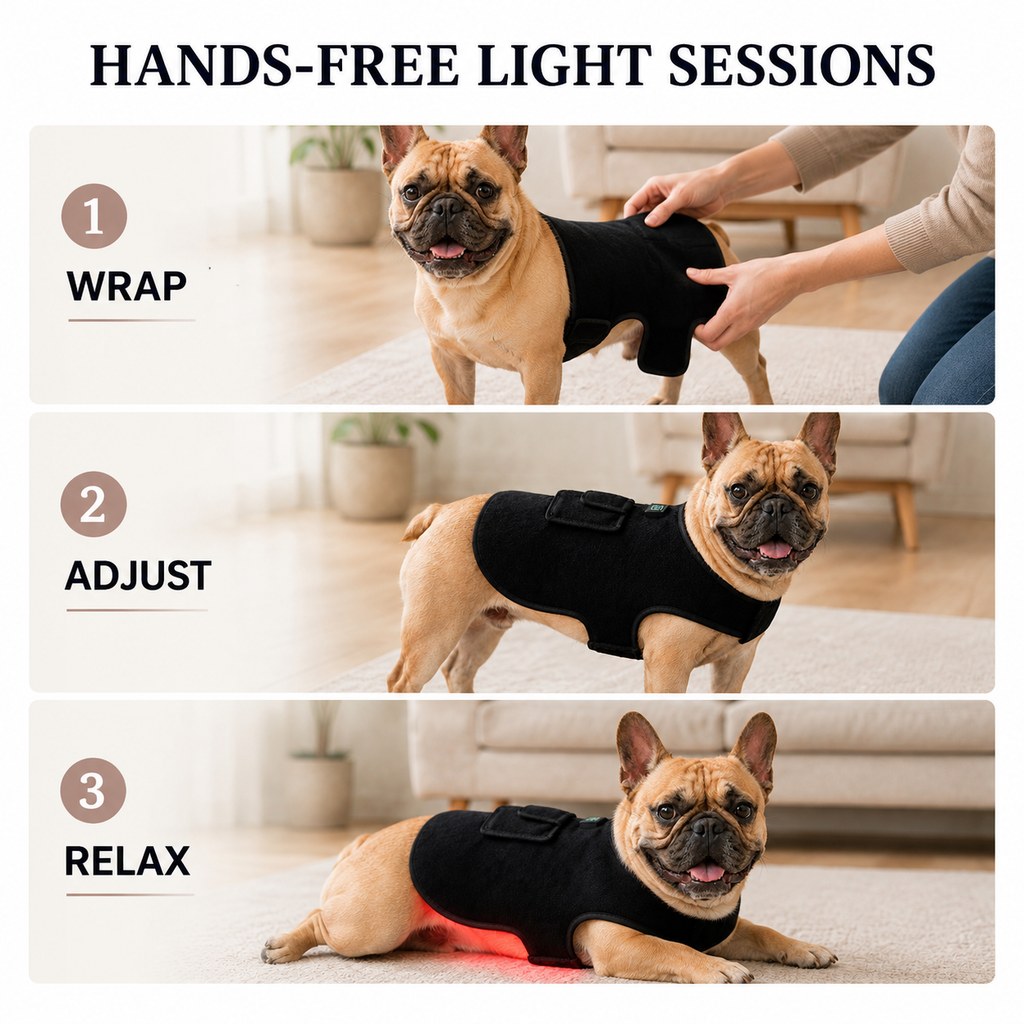 Boneroshop Pet Red Light Therapy Vest for Dogs & Cats – 660nm + 850nm Near-Infrared for Back, Hip, Joint & Muscle Comfor