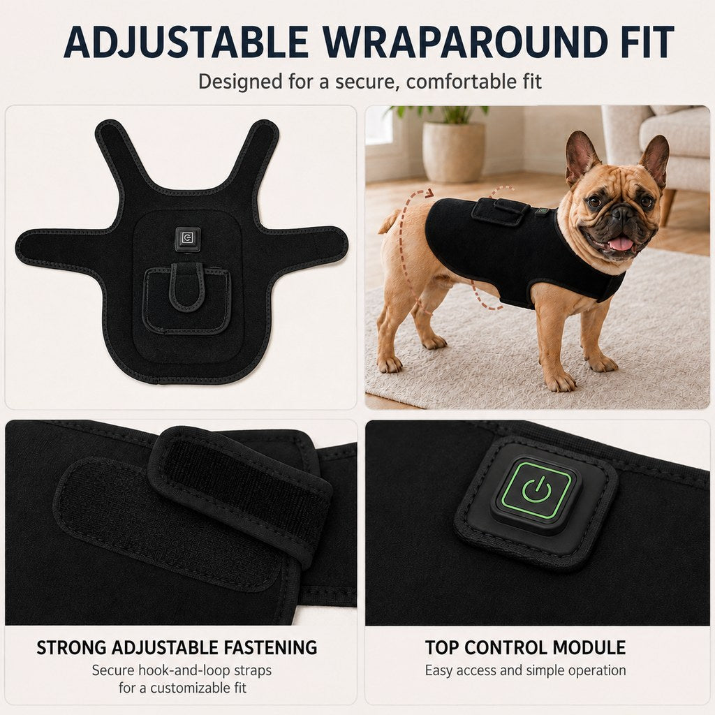 Boneroshop Pet Red Light Therapy Vest for Dogs & Cats – 660nm + 850nm Near-Infrared for Back, Hip, Joint & Muscle Comfor