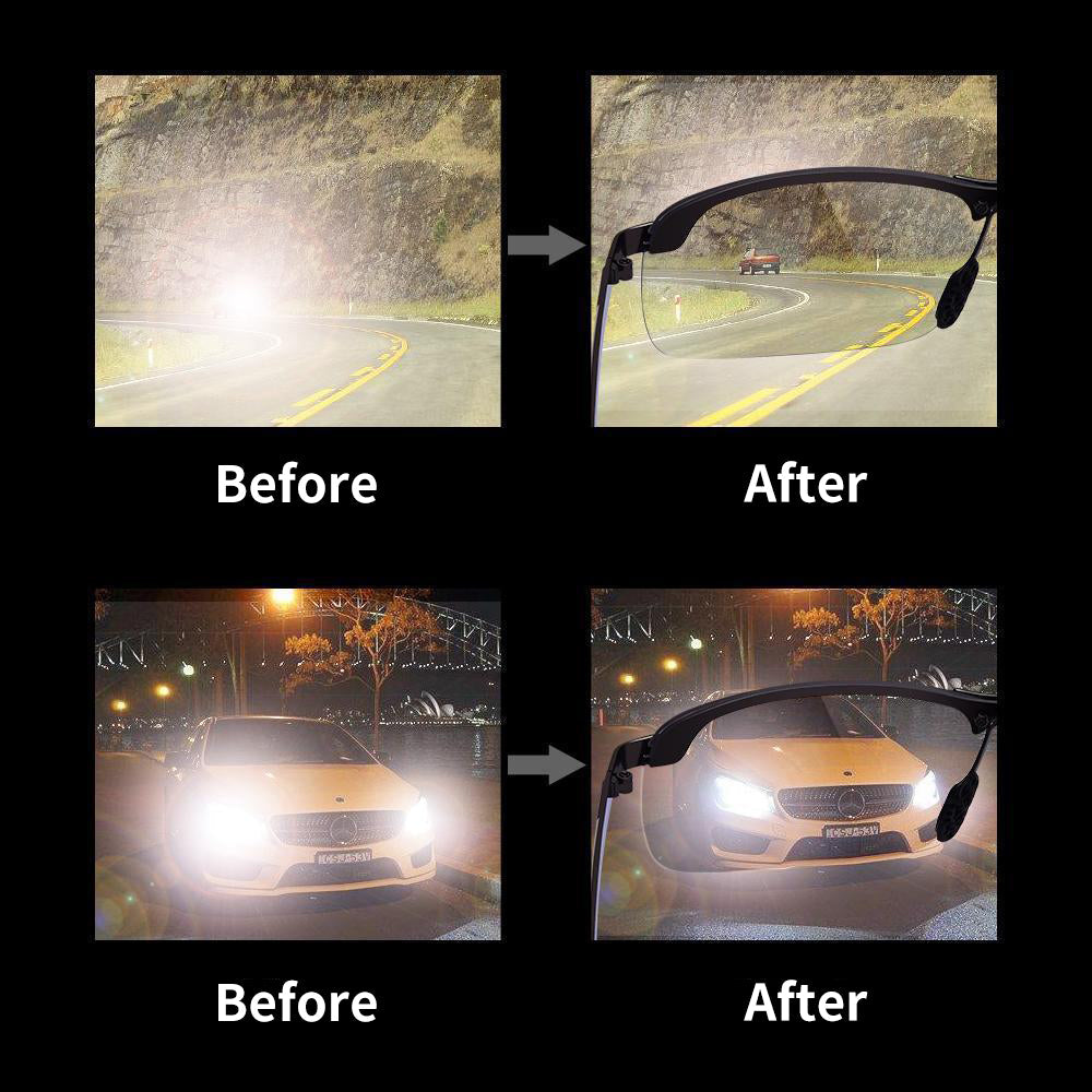 Photochromic sunglasses with polarised anti-glare lenses
