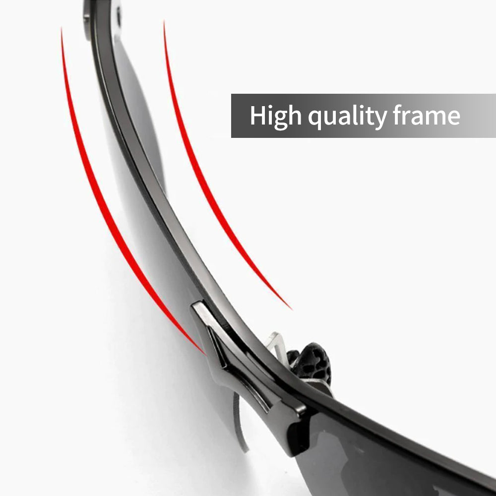 Photochromic sunglasses with polarised anti-glare lenses