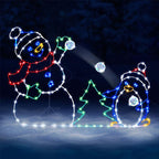 Boneroshop | Animated LED Snowball Fight Light | Outdoor Snowman & Penguin Christmas Decor