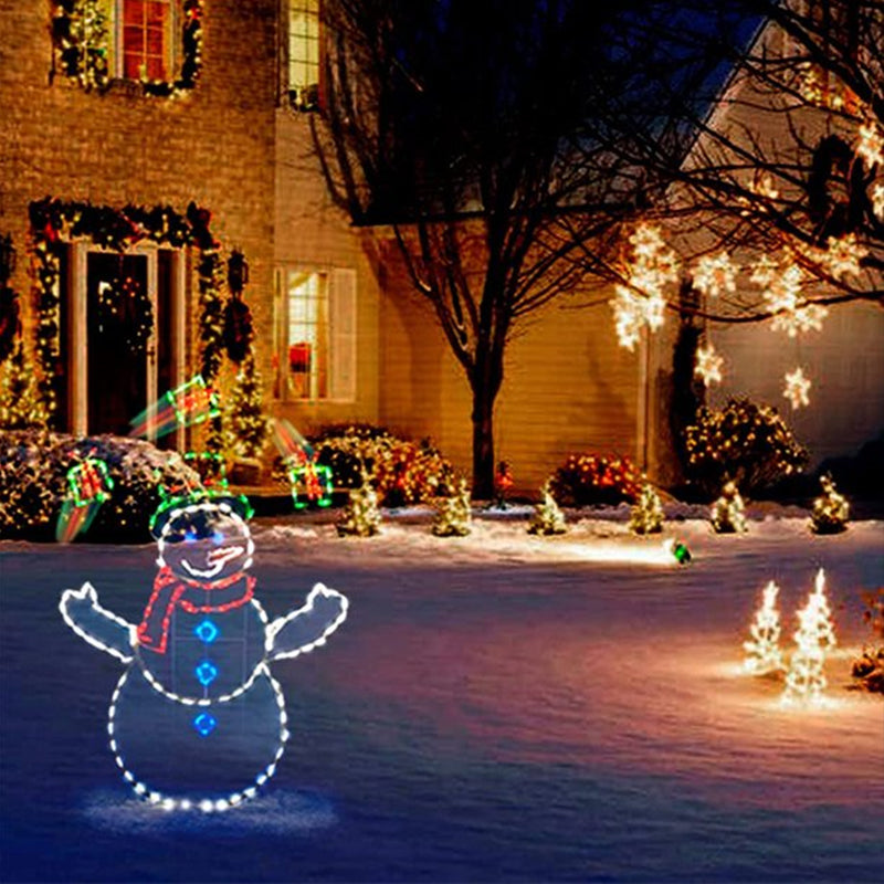 Boneroshop | Animated LED Snowball Fight Light | Outdoor Snowman & Penguin Christmas Decor