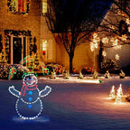 Boneroshop | Animated LED Snowball Fight Light | Outdoor Snowman & Penguin Christmas Decor