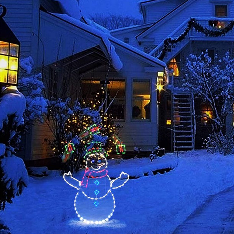 Boneroshop | Animated LED Snowball Fight Light | Outdoor Snowman & Penguin Christmas Decor