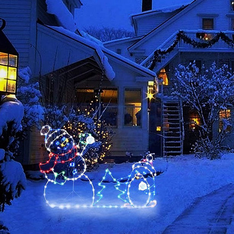 Boneroshop | Animated LED Snowball Fight Light | Outdoor Snowman & Penguin Christmas Decor