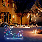 Boneroshop | Animated LED Snowball Fight Light | Outdoor Snowman & Penguin Christmas Decor