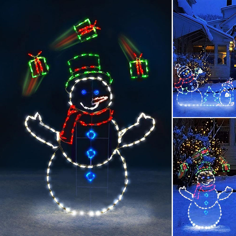 Boneroshop | Animated LED Snowball Fight Light | Outdoor Snowman & Penguin Christmas Decor