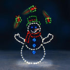 Boneroshop | Animated LED Snowball Fight Light | Outdoor Snowman & Penguin Christmas Decor