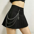 Pleated skirt with stylish chains