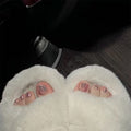 Plush Faux Fur Open-Toe Slippers