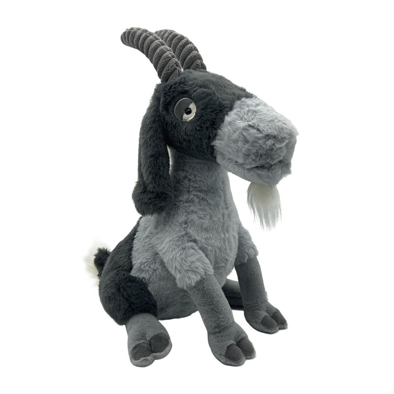 Plush Realistic Horned Mountain Goat Stuffed Animal with Soft Fur