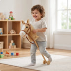 Plush Stick Horse on Wheels – Ride-On Toy for Toddlers