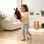 Plush Stick Horse on Wheels – Ride-On Toy for Toddlers