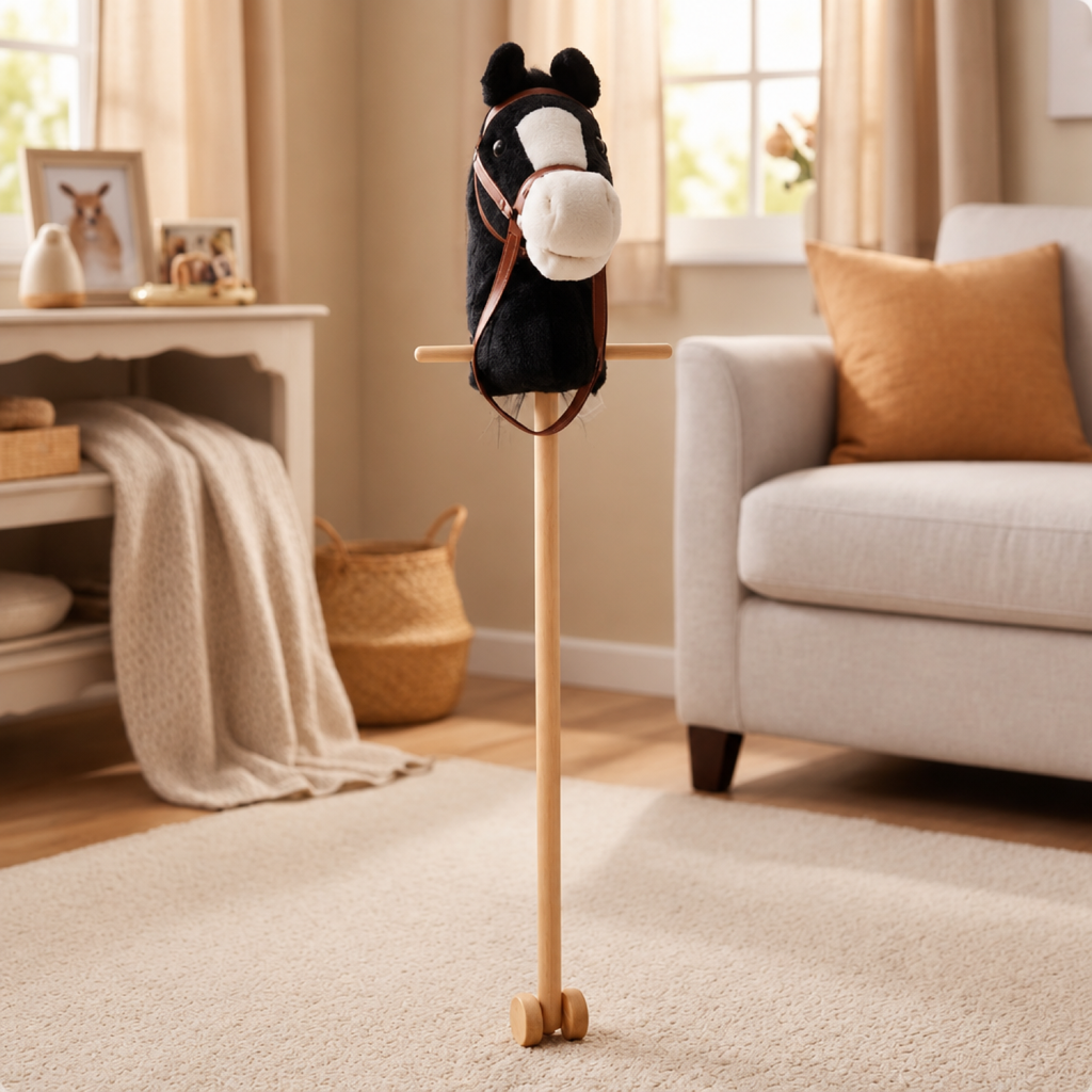 Plush Stick Horse on Wheels – Ride-On Toy for Toddlers