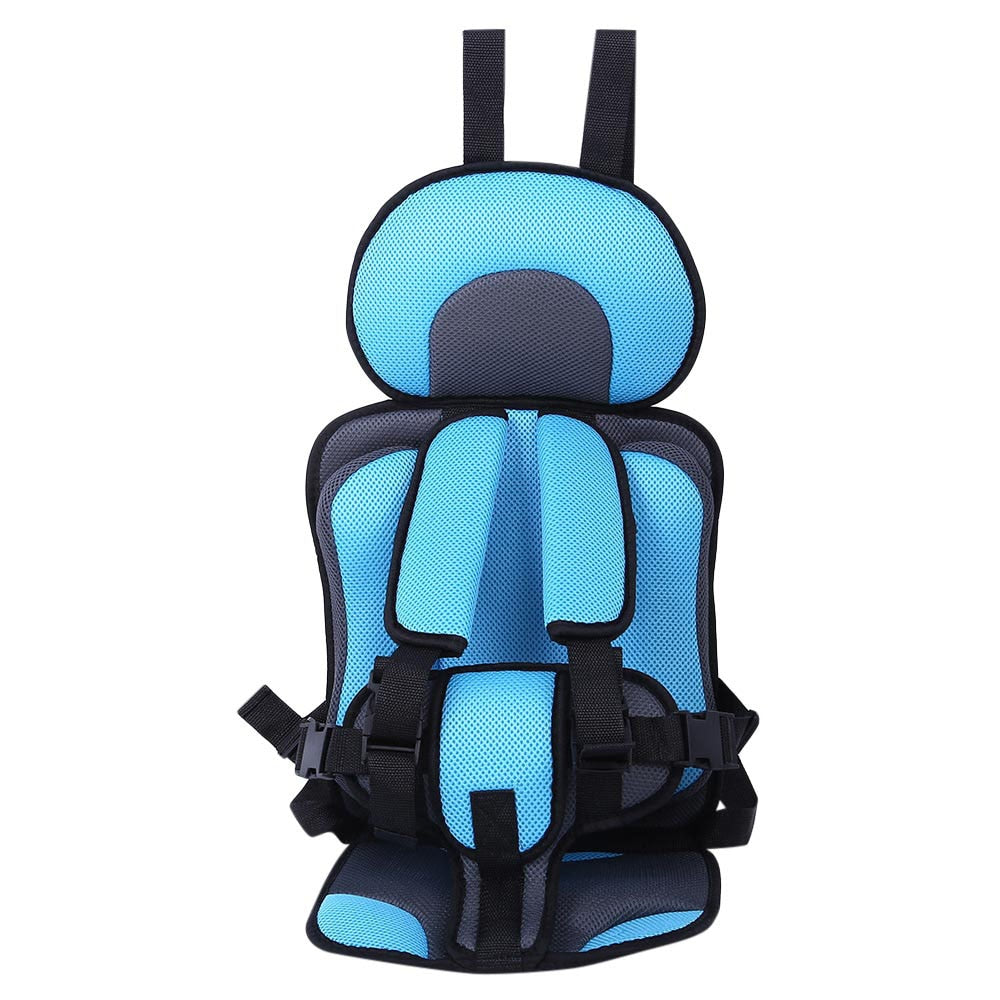 Portable car seat with five-point harness, breathable and adjustable