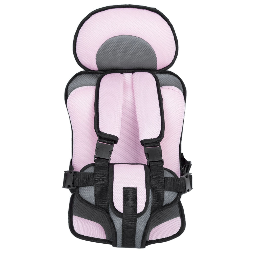 Portable car seat with five-point harness, breathable and adjustable