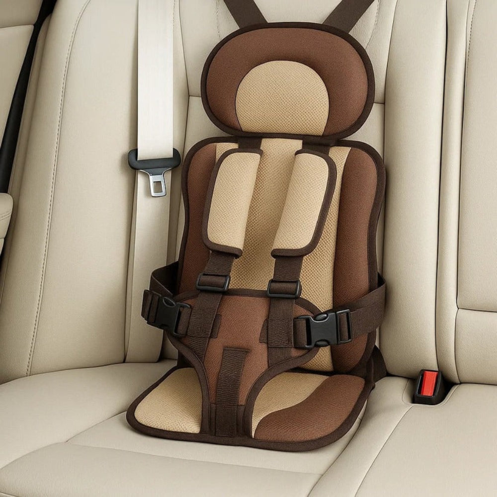 Portable child car seat with 5-point harness, foldable and lightweight, 2 sizes, 8 colours