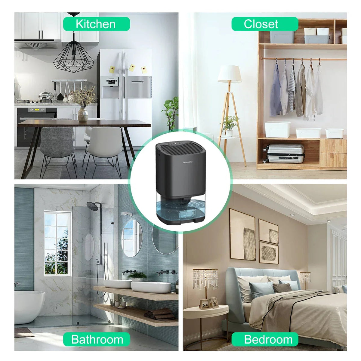Portable Dehumidifier with Drain Hose for Basement Crawl Space and Air Purifier 1 Litre