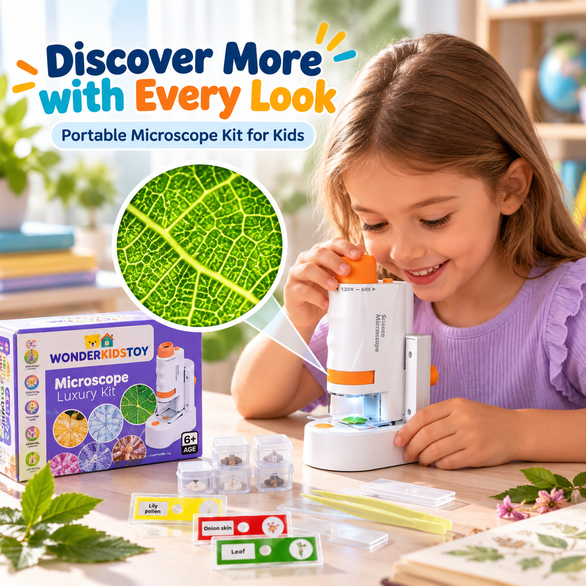 Portable Handheld Microscope Kit for Kids – Hands-On Science Made Exciting at Home