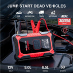 Portable jump starter with air compressor, 3000A peak 12V car battery booster for up to 9.0L petrol / 6.5L diesel, 150 P