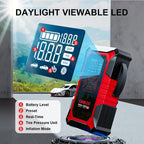 Portable jump starter with air compressor, 3000A peak 12V car battery booster for up to 9.0L petrol / 6.5L diesel, 150 P