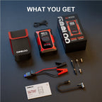 Portable jump starter with air compressor, 3000A peak 12V car battery booster for up to 9.0L petrol / 6.5L diesel, 150 P