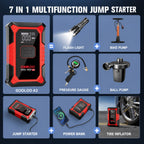 Portable jump starter with air compressor, 3000A peak 12V car battery booster for up to 9.0L petrol / 6.5L diesel, 150 P