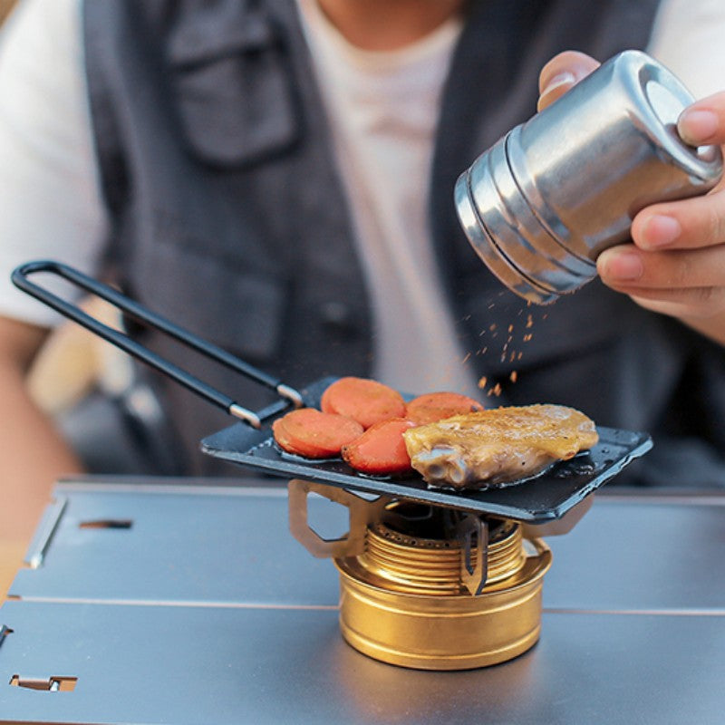 Portable ultra-compact non-stick grilling pan for outdoor camping