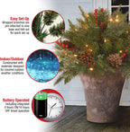 Pre-Lit Artificial Christmas Urn Filler with LED Lights
