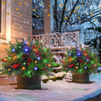 Pre-Lit Artificial Christmas Urn Filler with LED Lights