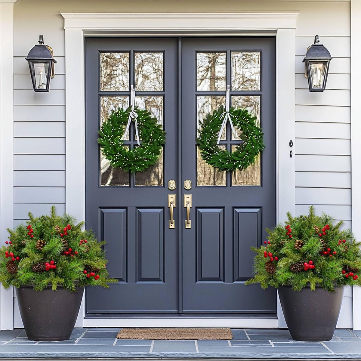 Pre-Lit Artificial Christmas Urn Filler with LED Lights