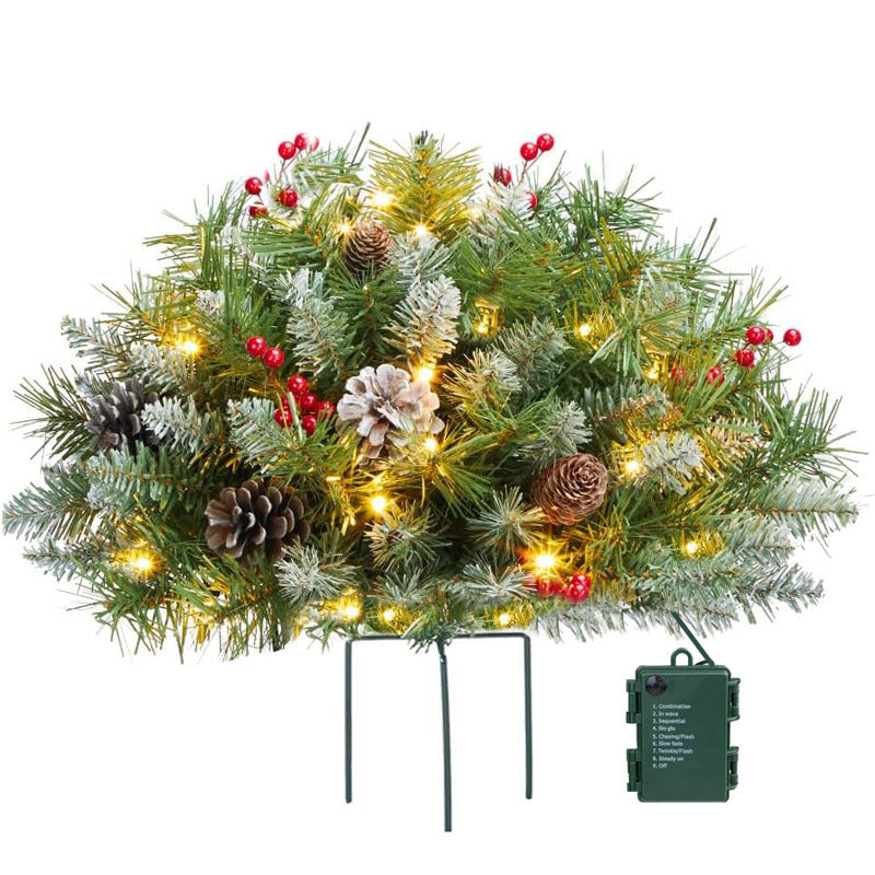 Pre-Lit Artificial Christmas Urn Filler with LED Lights