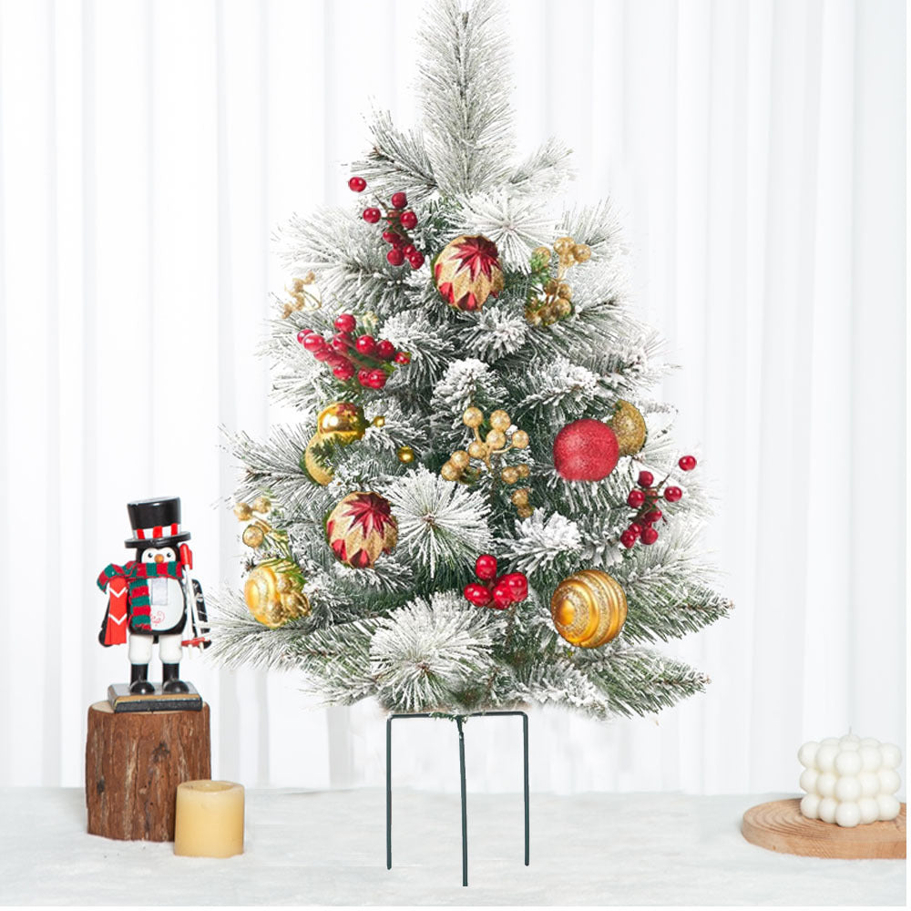 Pre-Lit Artificial Christmas Urn Filler with LED Lights