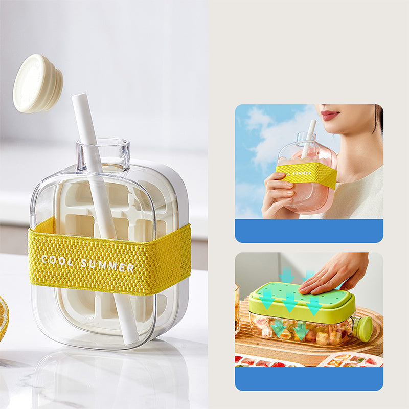 Press ice cube mould and water bottle