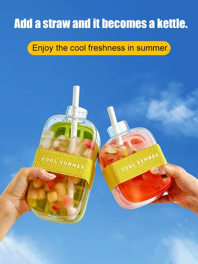 Press ice cube mould and water bottle