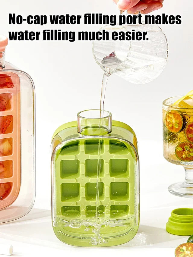 Press ice cube mould and water bottle