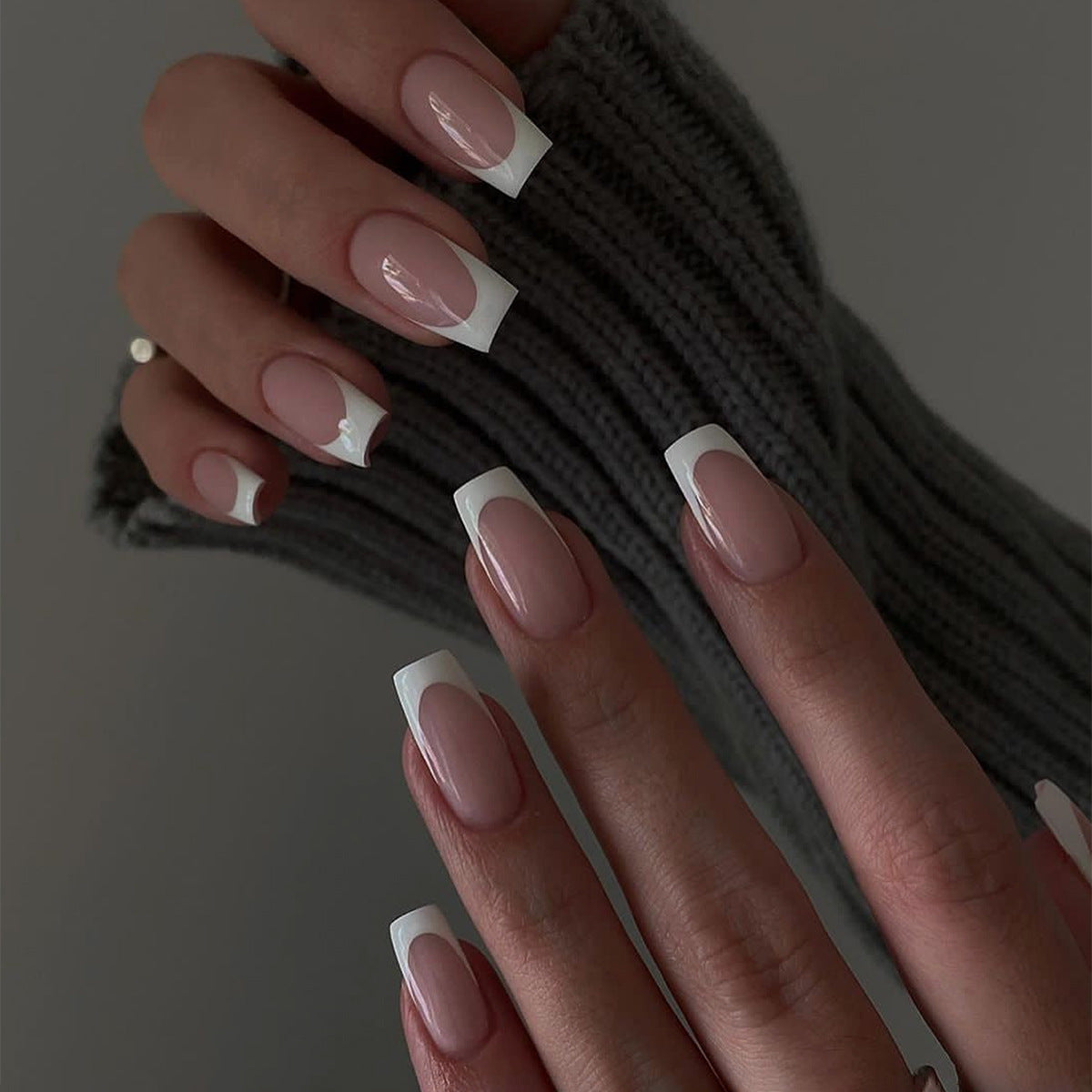 Press-On French Tip Nail Set