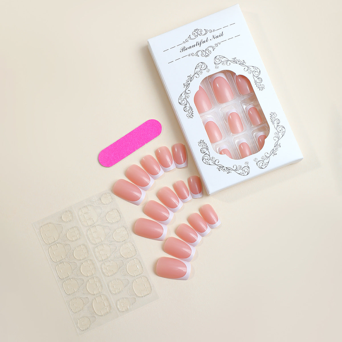 Press-On French Tip Nail Set