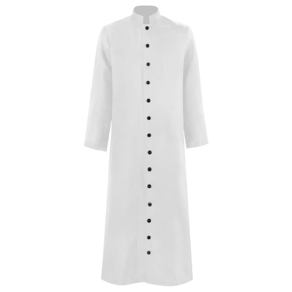 Priest costume, full-length cassock with button front and mandarin collar, 6 colours, sizes S to 5XL