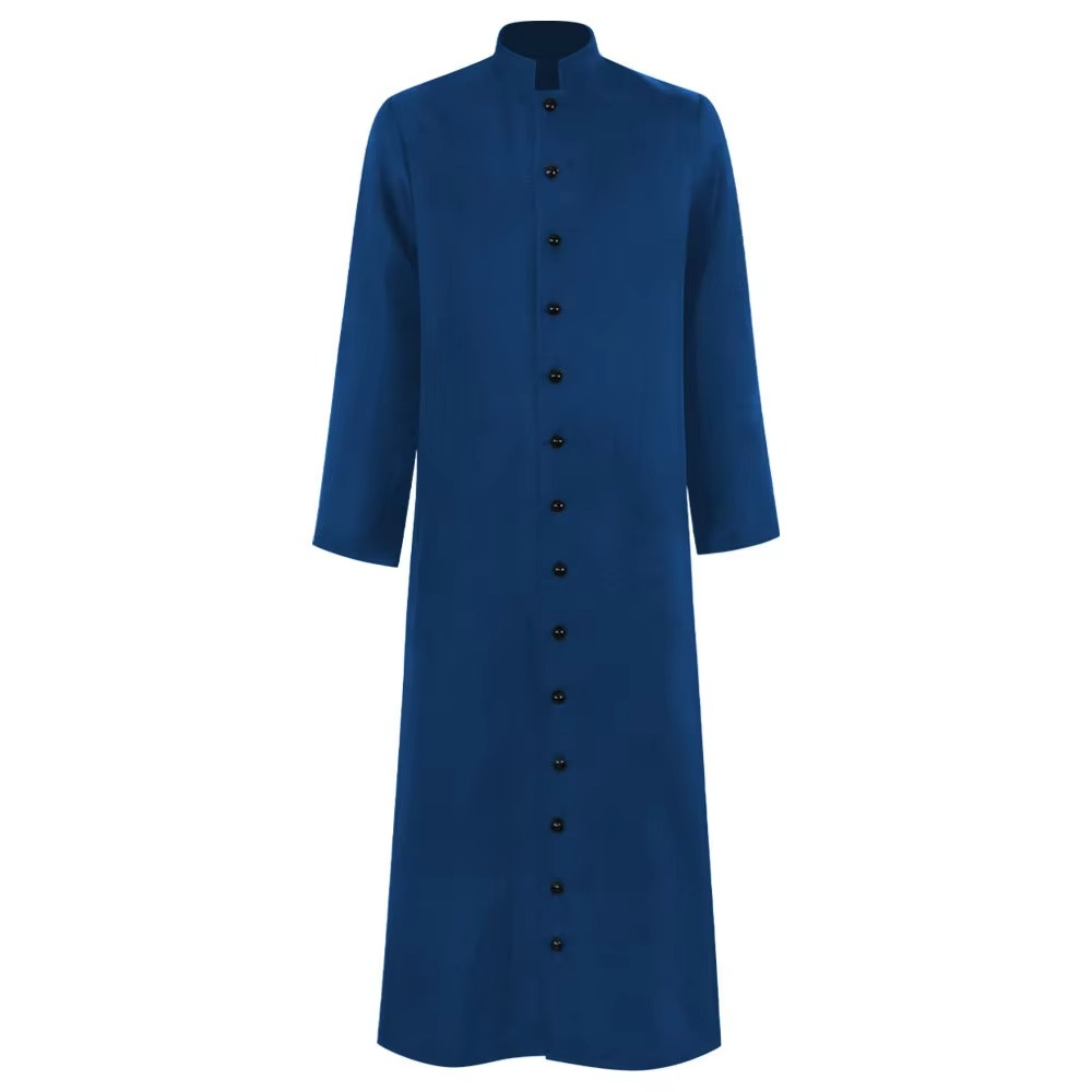 Priest costume, full-length cassock with button front and mandarin collar, 6 colours, sizes S to 5XL
