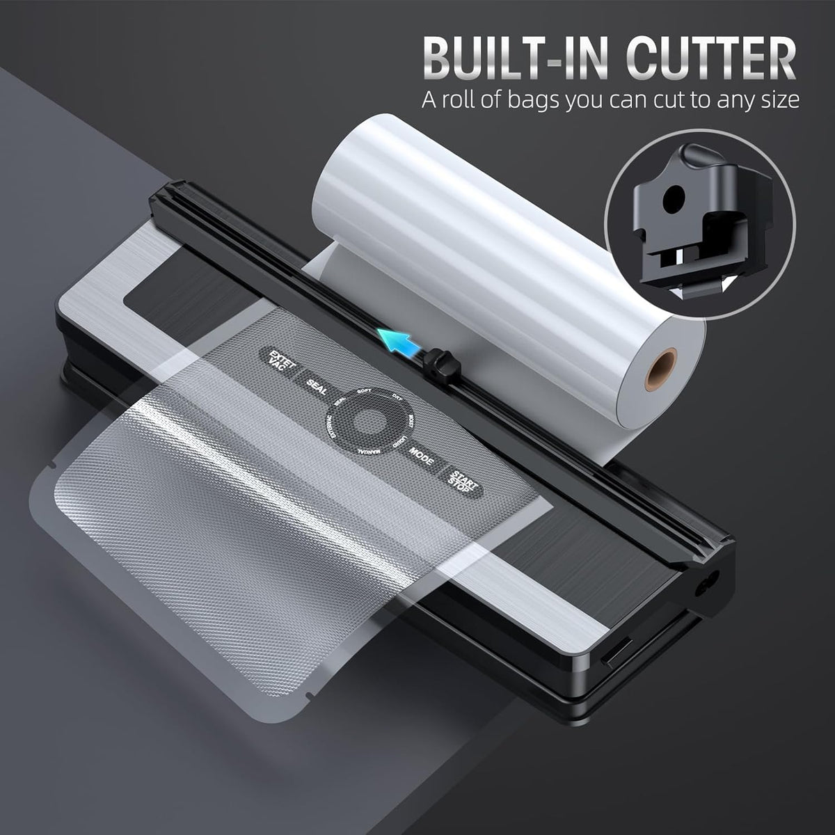 Boneroshop | Professional 8-in-1 Vacuum Sealer | Integrated Precision Cutter | Modes for Dry & Moist Foods | Airtight LE