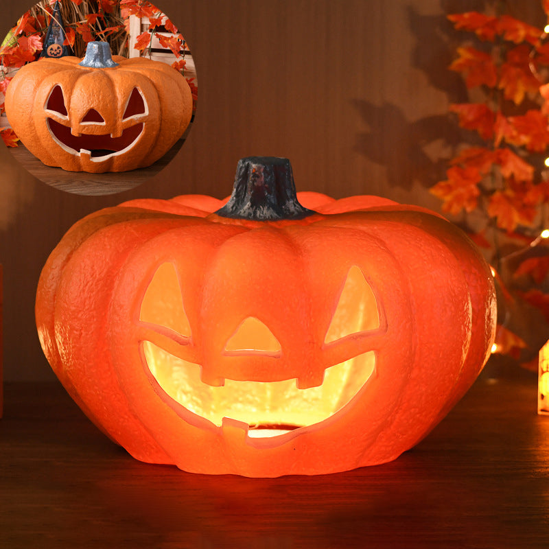 Pumpkin Jack-O-Lantern Light Battery Operated LED Carved Pumpkin Lamp Halloween Indoor Decorative Floor Lamp for Living 