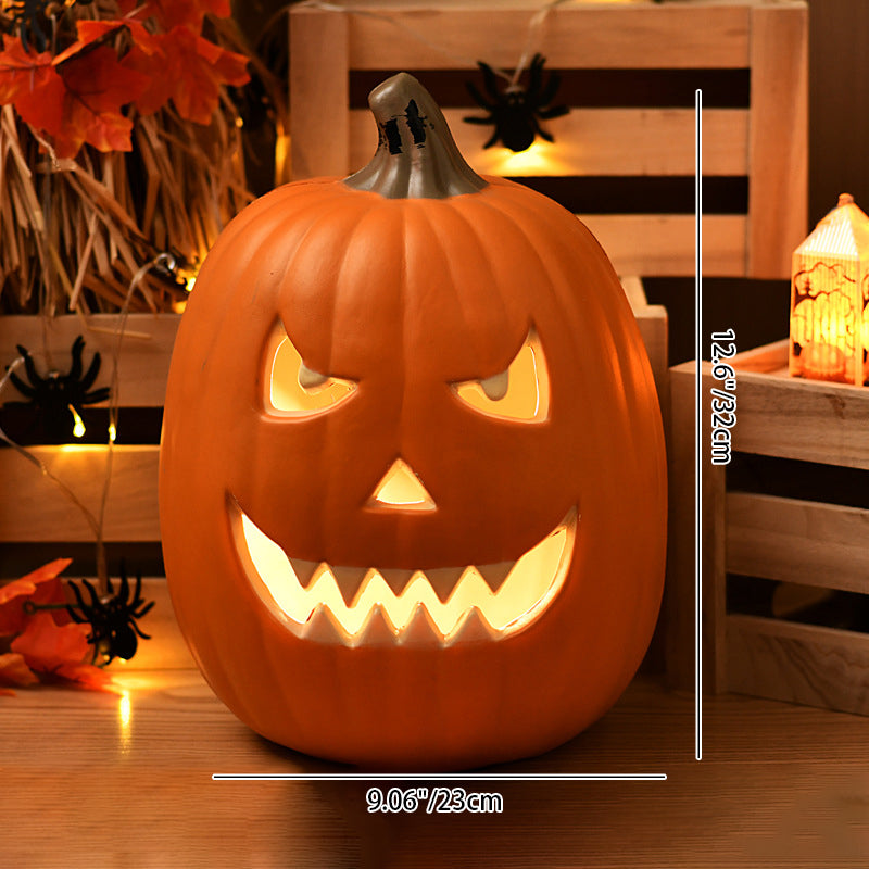 Pumpkin Jack-O-Lantern Light Battery Operated LED Carved Pumpkin Lamp Halloween Indoor Decorative Floor Lamp for Living 