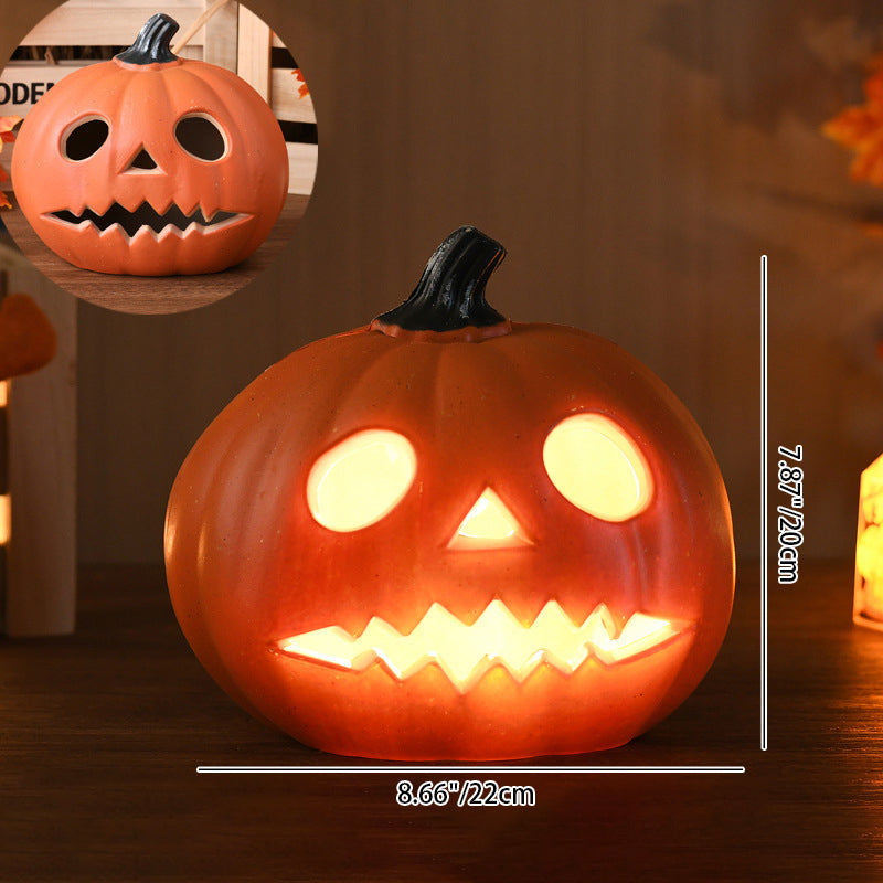 Pumpkin Jack-O-Lantern Light Battery Operated LED Carved Pumpkin Lamp Halloween Indoor Decorative Floor Lamp for Living 
